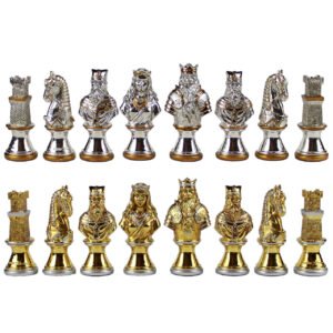 World Wise Imports Zinc Camelot Bust Chessmen